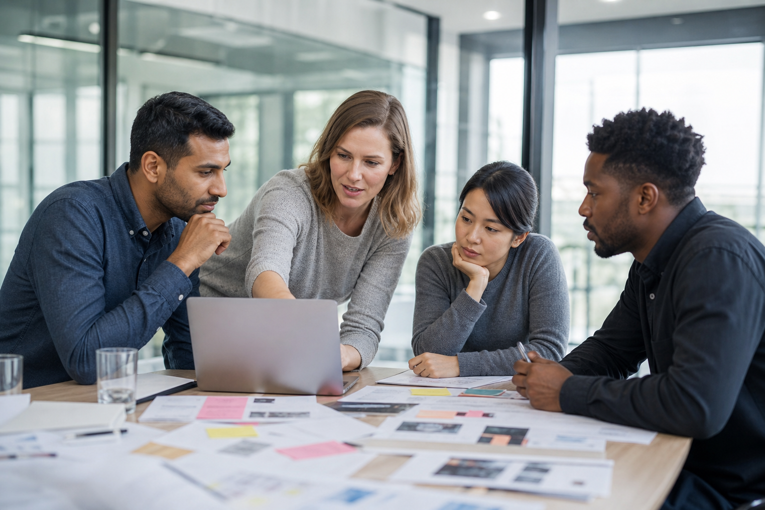 Team reviewing a marketing proposal