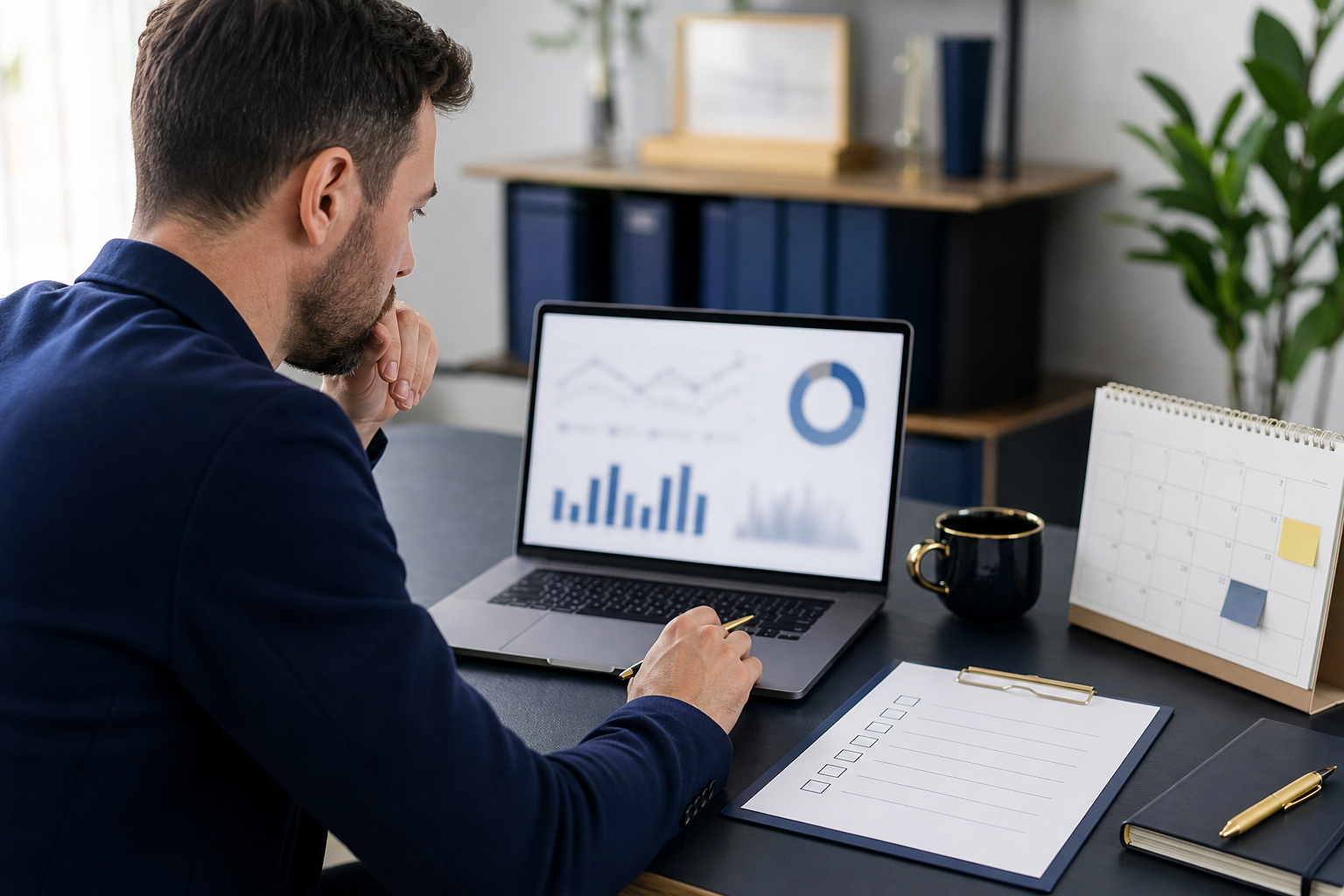Analyst reviewing measurement for an SEO roadmap
