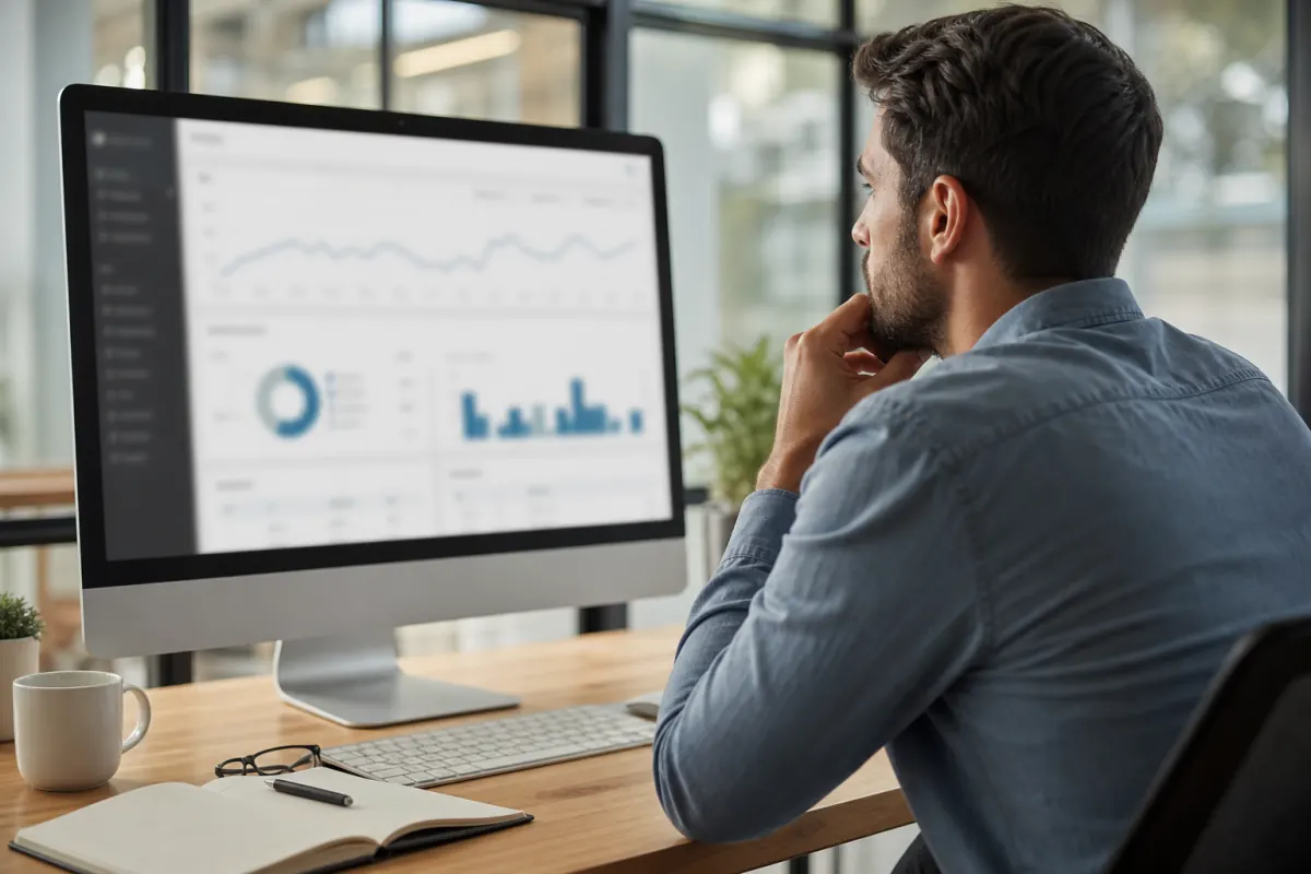 Marketing analyst reviewing search performance for mapped website pages