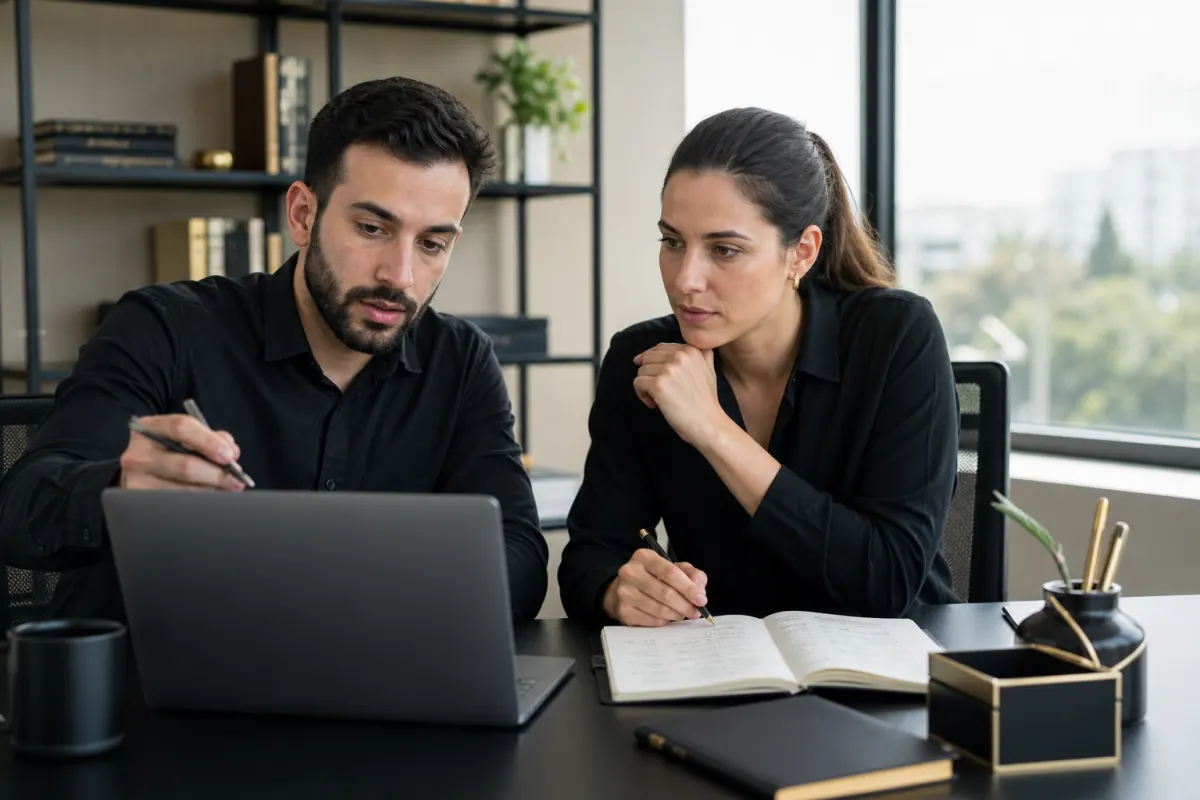 Marketing team reviewing campaign cost and revenue results