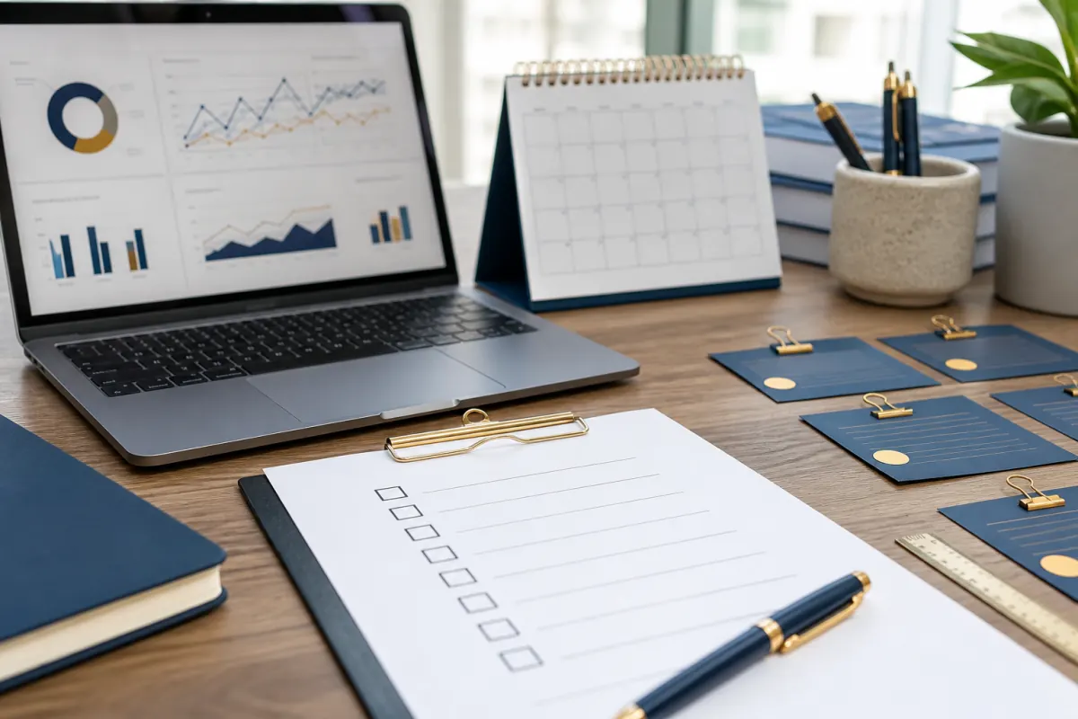 SEO project checklist and calendar prepared for a status review