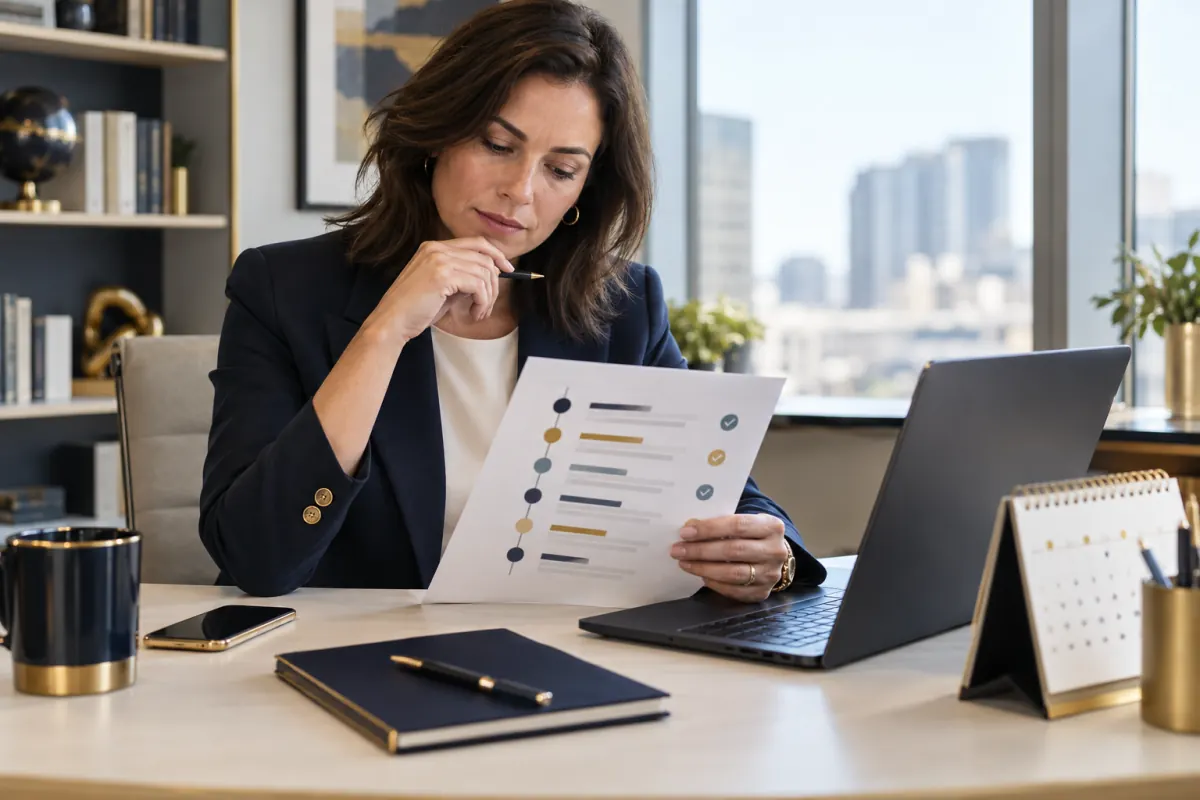 Sales manager reviewing a multistep cold call follow-up sequence
