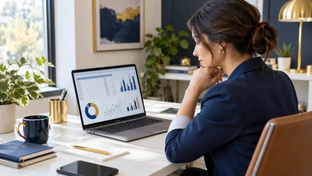 Marketing analyst reviewing a LinkedIn analytics report