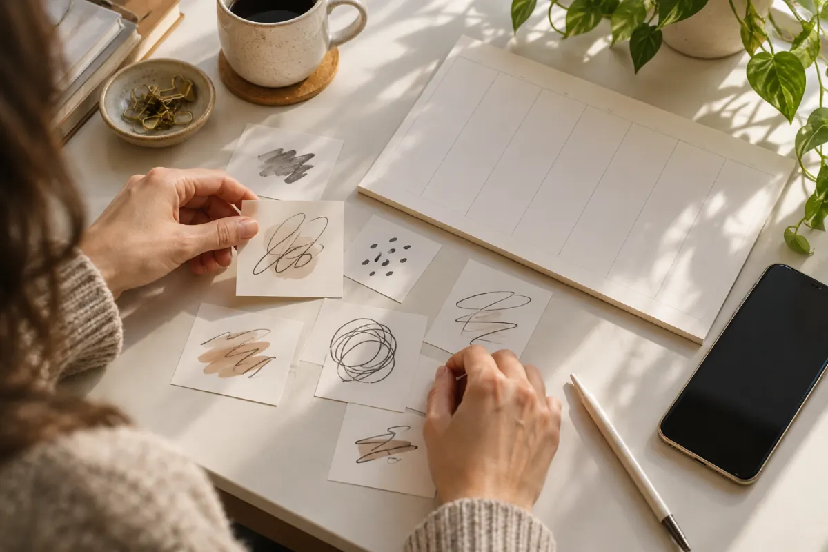 Planning video ideas and a weekly content schedule at a desk