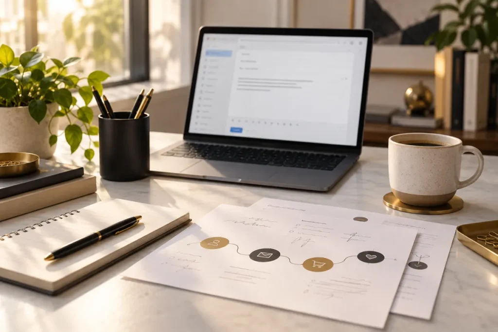 Marketing workspace for planning lead nurturing emails