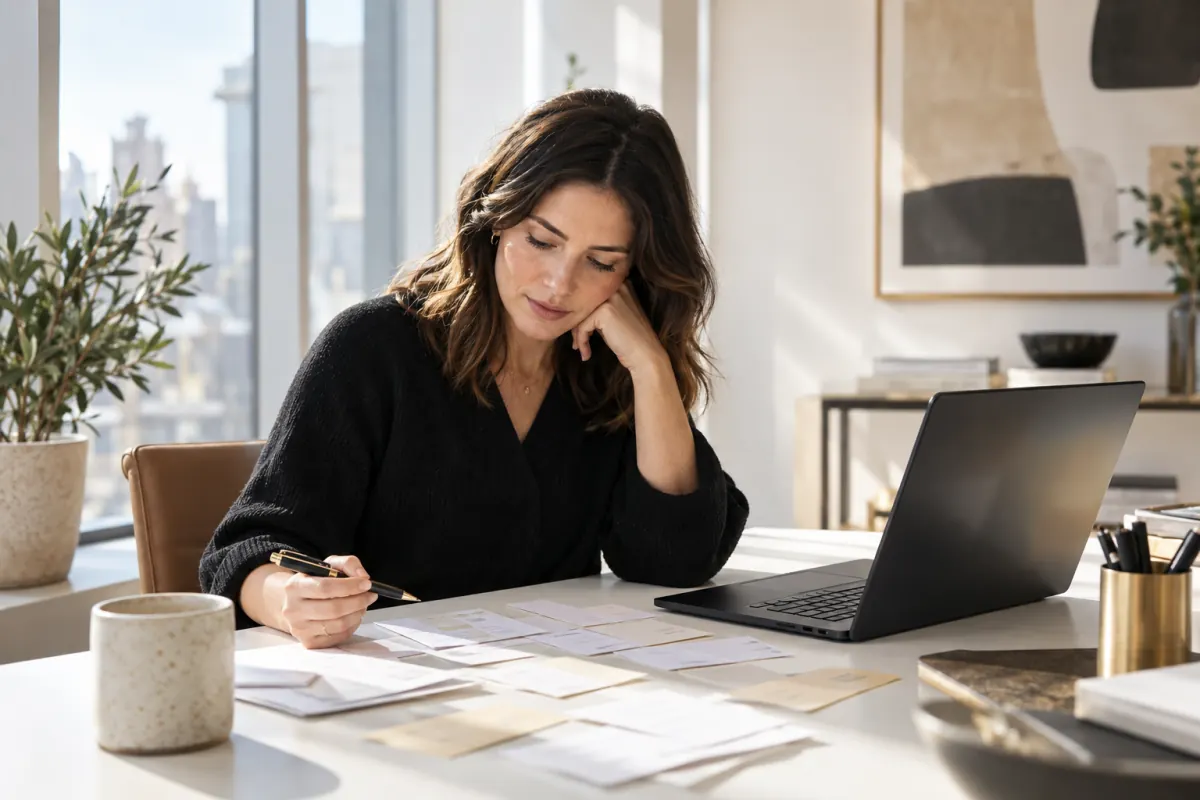 Analyst reviewing website crawl access notes beside a laptop