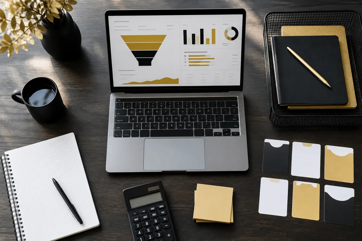 Marketing operations workspace used to plan a lead generation funnel dashboard
