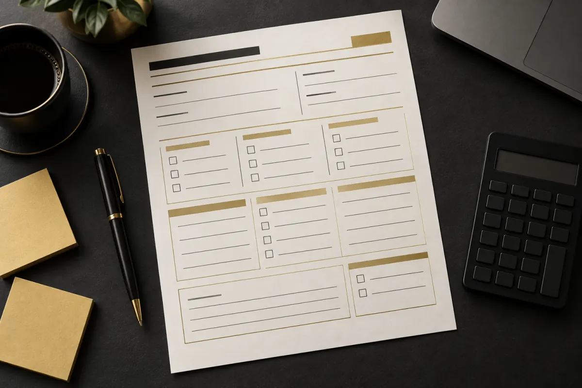 Lead qualification checklist worksheet on a desk