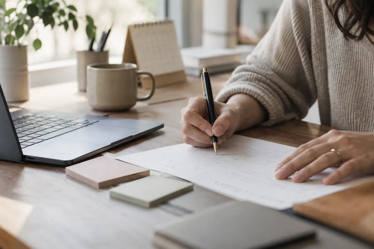 Campaign owner completing a marketing brief worksheet
