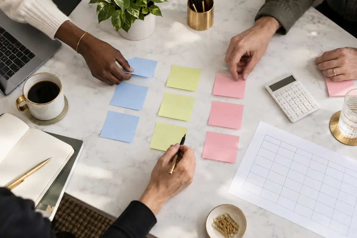 SEO budget planning materials arranged by workstream