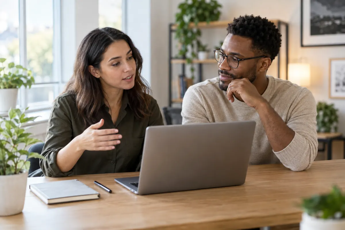 Customer support colleagues reviewing a referral follow-up