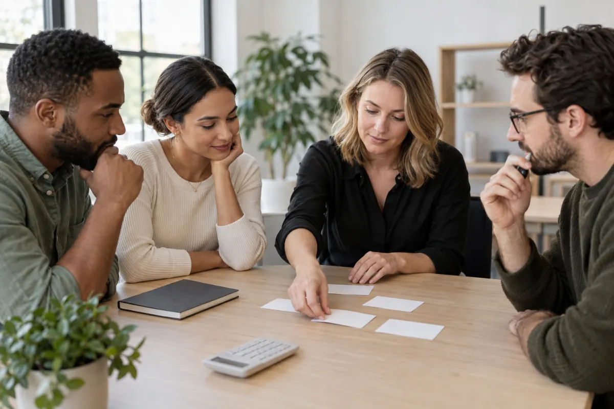 Business team discussing customer referral reward planning